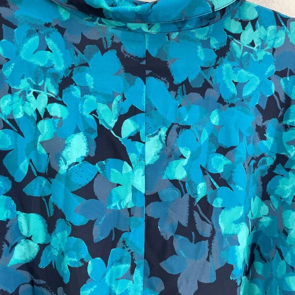 Catherines Womens Plus 3X Blouse Leaf Floral Print Roll Tab Sleeve Shirt Top - Picture 11 of 11